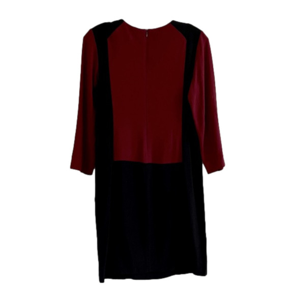 SANDRO Paris Burgundy Black Colour Block Long Sleeve Shift Dress Size 1 - Picture 10 of 15